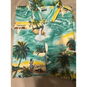 Rima Island Wear Men's 2XL Caribbean Print Hawaiian Shirt Short Sleeve